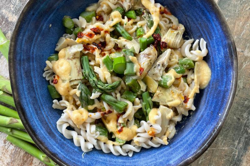 Romige pasta met groene asperges